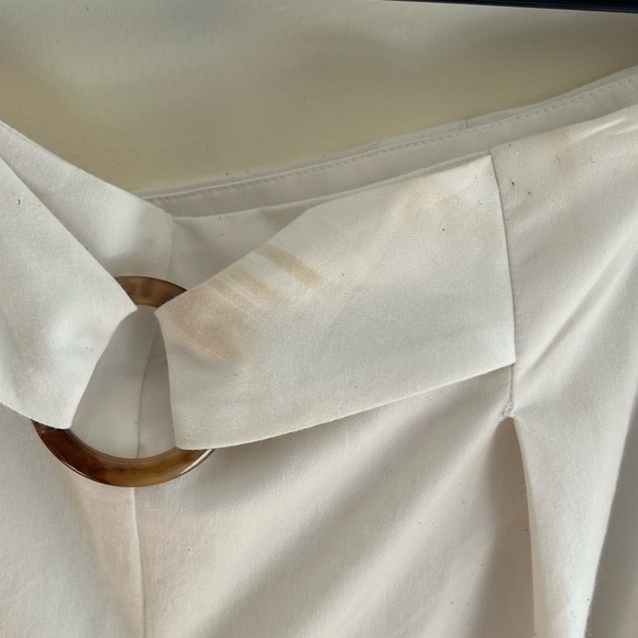 SHEIN PLUS SIZE solid White Buckled Wide Leg Pants - Picture 5 of 6